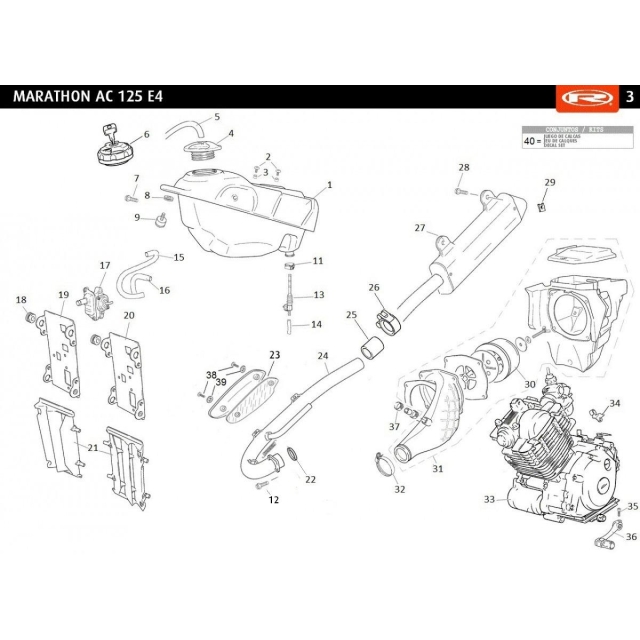 Rieju MRT 125, uszczelka grafitowa łącząca tłumik 0/000.260.8010